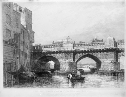 Old London Bridge, Southwark, London, 1831
