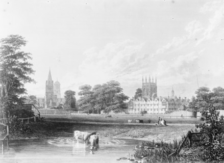Merton College, Oxford University, Oxfordshire, from the River Cherwell, c1860-c1922