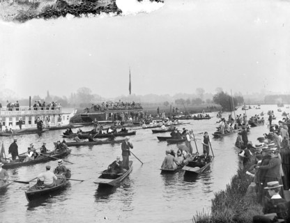 Pleasure, rowing boats and college barges on the River Thames, Oxfordshire, c1860-c1922