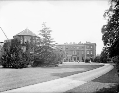 Students playing tennis on the lawn, Radley College, Radley, Oxfordshire, c1860-c1922