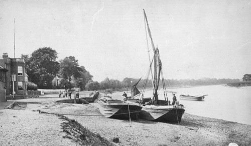 Thames barges at Mortlake, London, c1860-c1887