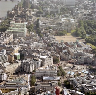 Aerial view of Westminster, London, 2002