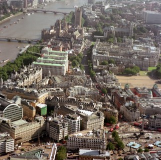 Aerial view of Westminster, London, 2002