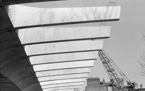 Hammersmith Flyover during construction, Hammersmith, London, 1961