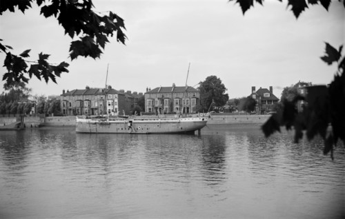 Ship moored on the Thames at Hammersmith, London, c1945-1965