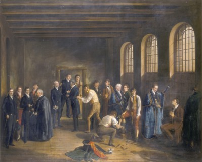 '...Newgate Prison on the Morning of the Execution of Henry Fauntleroy', 1828. Artist: W Thomson