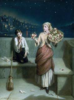 'A London Crossing Sweeper and Flower Girl', 1884. Artist: Augustus E Mulready