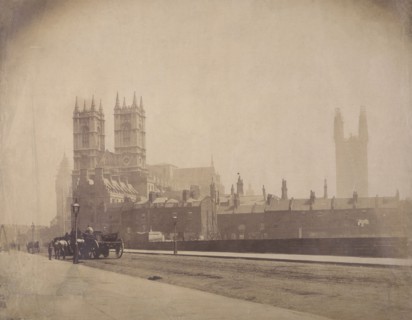 Westminster Abbey, and the Palace of Westminster under construction, London, c1857. Creator: Roger Fenton.
