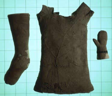 Infant's knitted sock, vest and mitten, (mid-16th century?). Artist: Unknown