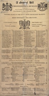 Bills of mortality for 1821-1822 listing the causes of death. Artist: Unknown