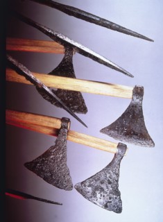 Viking battle-axes and spears from the Thames at London Bridge, c840-c1020. Artist: Unknown