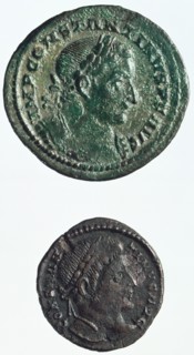 Bronze folli of Constantine I, c307-c324 AD. Artist: Unknown