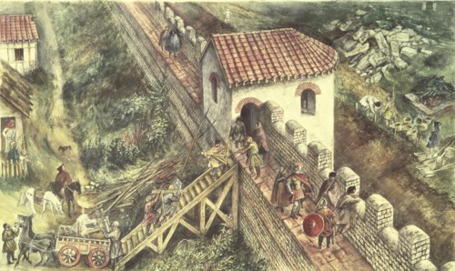 Roman bastion on the city wall, London, 4th century. Artist: Unknown