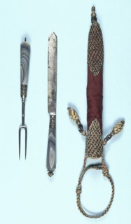 Knife and fork and ornamented cloth sheath, 17th century. Artist: Unknown