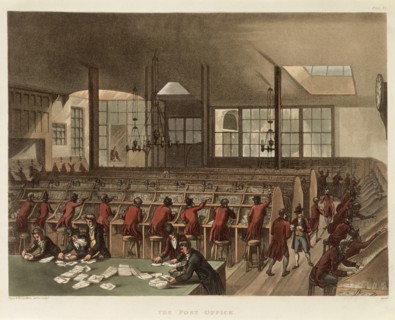 The Post Office, (c1808?). Artist: Augustus Charles Pugin