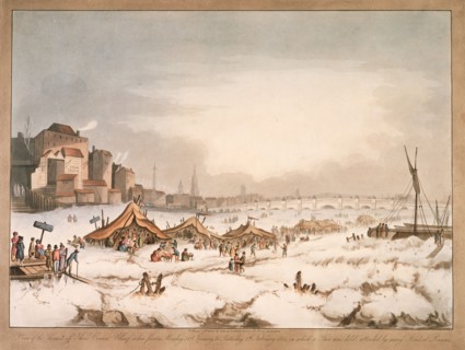 View of the frozen River Thames off Three Cranes Wharf, London, 1814. Artist: Unknown