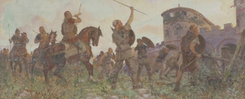 Arrival of the Saxons in London, c530 AD, (c1912). Artist: Amedee Forestier