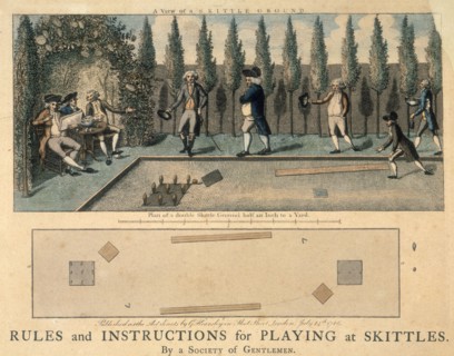 Men playing skittles, 1786. Artist: Unknown