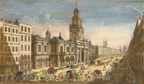 View of the Royal Exchange, London, 1751. Artist: Moithey Lainee