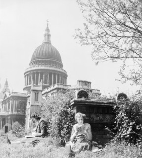 St Paul's Cathedral churchyard, London, 1952. Artist: Henry Grant