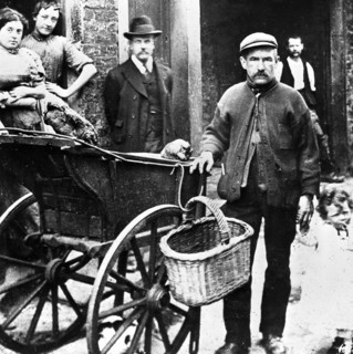 Cat's meat man in an East End street, London, c1902. Artist: John Galt