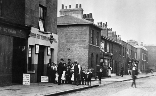 The London City Mission Hall in Grundy Street, near East India Dock, London, 1900s. Artist: John Galt