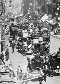 Horse buses in the Strand, City of Westminster, London. Artist: Unknown