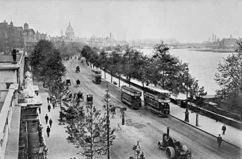 The Embankment from Waterloo Bridge, Westminster, London. Artist: Unknown