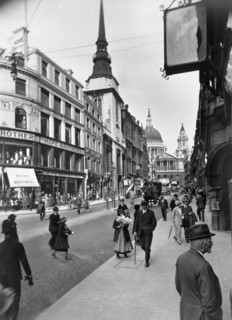 People walking down Ludgate Hill, City of London, (c1910s?). Artist: Unknown
