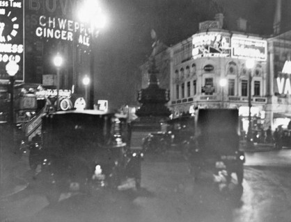 Piccadilly Circus at night, Westminster, London. Artist: Unknown