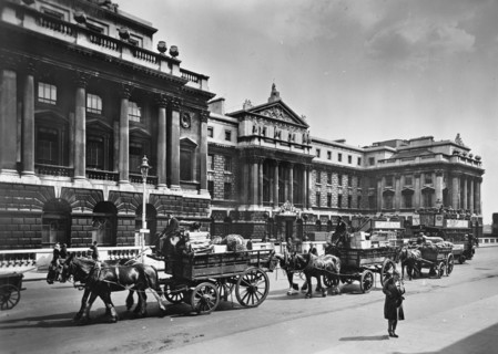 The west front of Somerset House, Lancaster Place, London. Artist: Unknown
