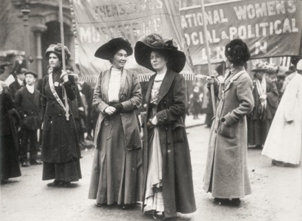 Christabel Pankhurst at a suffragette demonstration, c1910. Artist: Unknown