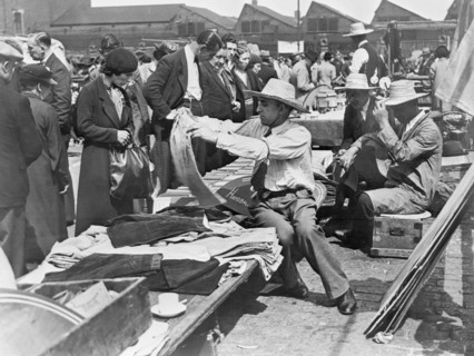 A market stall in Caledonian Market, Islington, London, 1930s. Artist: John H Stone