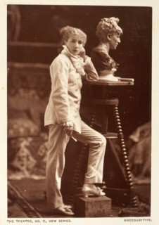 Sarah Bernhardt in her studio sculpting a self portrait, (late 19th century?). Artist: Unknown