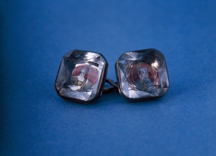 Cufflinks set with portraits of Bonnie Prince Charlie and Louise of Stolberg, late 18th century; Artist: Unknown