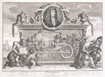The frontispiece and an explanation to the Story Hudibras, 18th century. Artist: William Hogarth