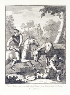 'Don Quixote Seizes the Barber's Bason for Mambrino's Helmet', mid 18th century.  Artist: William Hogarth