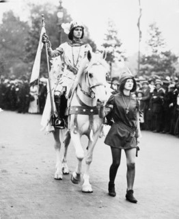 Marjorie Annan Bryce dressed as Joan of Arc at the Women's Coronation Procession, London, 1911. Artist: Unknown