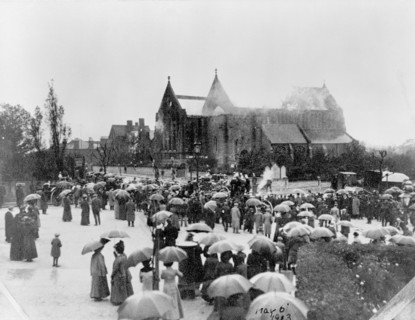 St Catherine's church, Hatcham, London, burnt down by suffragettes on 6th May 1913. Artist: Unknown