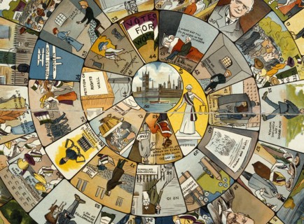 Votes for women board game, (c1910?). Artist: Unknown