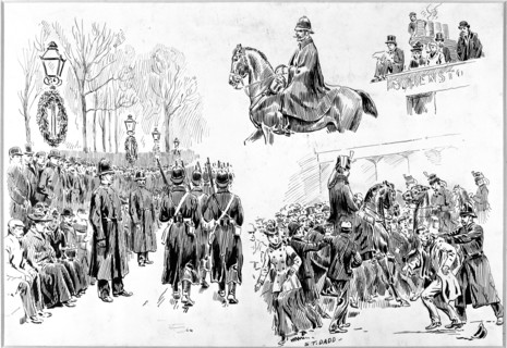 Scenes before Queen Victoria's funeral, 1901, (c1901). Artist: Stephen T Dadd