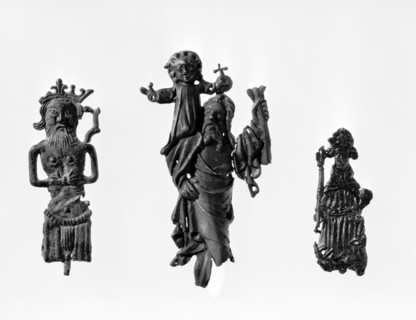 Three medieval pilgrim badges. Artist: Unknown