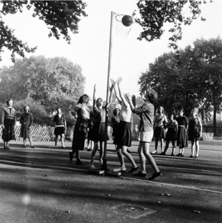 Netball game at Coram's Fields School, Camden, London, 1959. Artist: Henry Grant