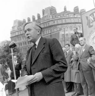 Harold Wilson speaking at a London Labour Demonstration against the Rent Act, 20 October 1957. Artist: Henry Grant