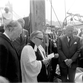 Ted Heath on a Thames barge, London, 25 April 1974. Artist: Henry Grant