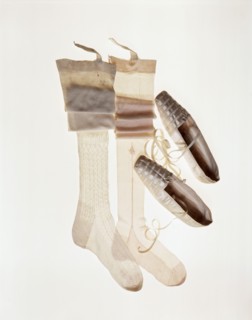 Queen Victoria's wedding shoes and stockings, 1840. Artist: Grundy & Sons