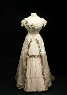 Queen Mary's wedding dress (back view), 1893. Artist: Unknown