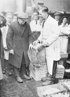 Man choosing fish at Billingsgate Market, London, (c1930s?). Artist: Unknown