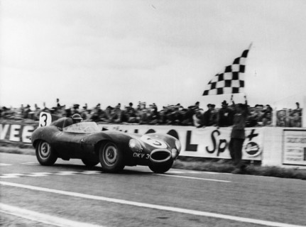 Ken Wharton in a Jaguar D Type, Rheims 12 Hours Race, France, 3rd July 1954. Artist: Unknown