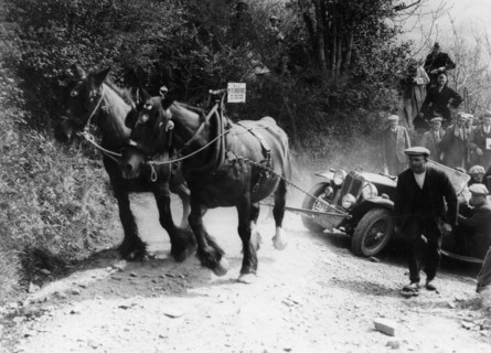 Horses pulling an MG up a hill, c1936. Artist: Unknown